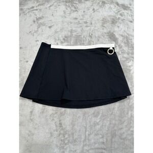 Vintage Anne Cole Collection Mini Skirt Women's Size Medium Black Metal Hoop EUC